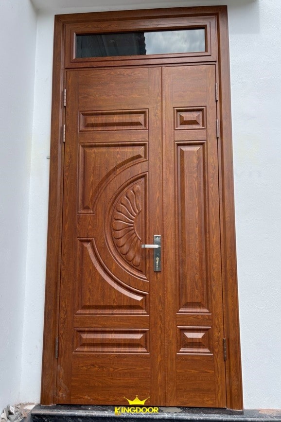 Cửa vân gỗ 2 cánh mẹ bồng con