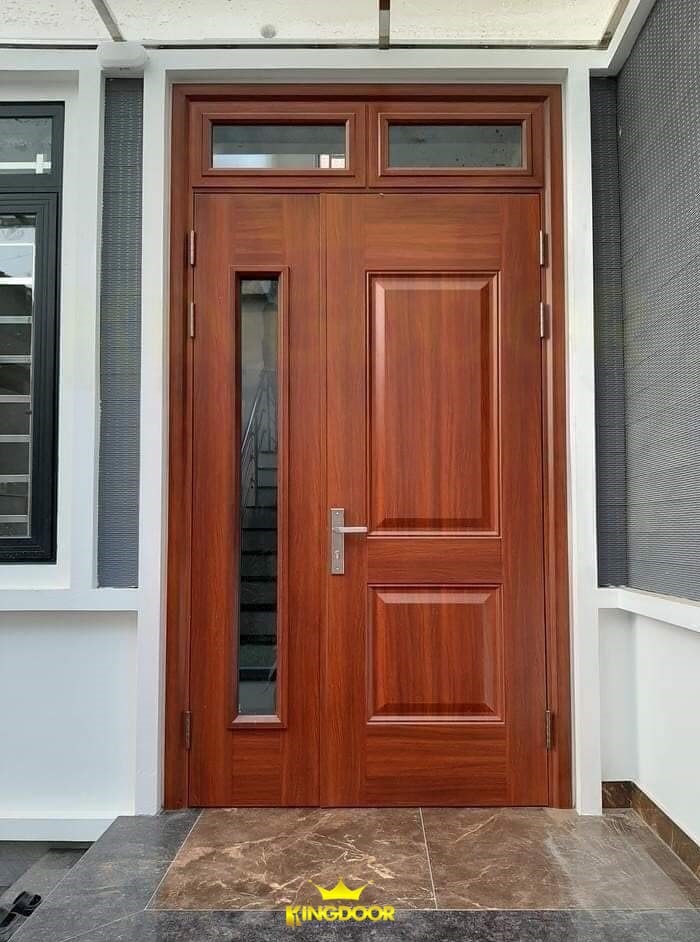 Cửa vân gỗ 2 cánh lệch