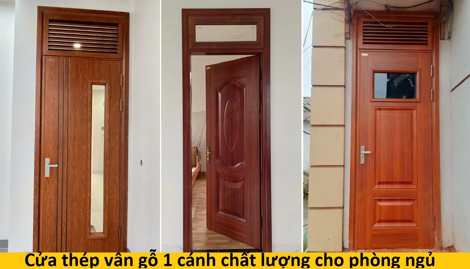 Cửa thép vân gỗ 1 cánh cho phòng ngủ